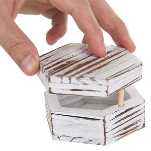 Double boîte à bagues en bois hexagonale Mr & Mrs, boîte à bagues de mariage pour demande en mariage, présentation de bijoux de cérémonie, boîte à bagues en bois pour Couples - Product Image 2