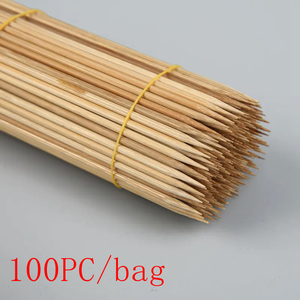 Vente en gros de brochettes de barbecue biodégradables jetables bon marché bâtonnets de barbecue ronds naturels de qualité alimentaire en bambou - Product Image 5