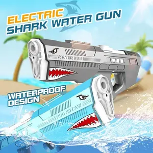 子供のためのサメ電気水鉄砲大人自動水鉄砲バッテリースーパーソーカー防水強力な水射撃おもちゃ