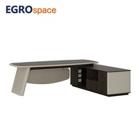 EGROspace Mobilier de bureau commercial de luxe moderne, Table de direction en bois avec meuble d'appoint en L pour PDG/Directeur