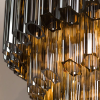 Lustre de Plafond Contemporain en Verre Miroir Fumé Luminaire Suspension Luminaire Lampen Pour Foyer