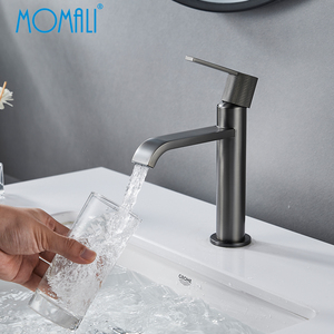 Momali, diseño europeo, pistola de latón de lujo fría y caliente, grifo gris, mango moleteado, mezclador de <span class=keywords><strong>lavabo</strong></span>, grifos de <span class=keywords><strong>lavabo</strong></span> de baño - Product Image 4