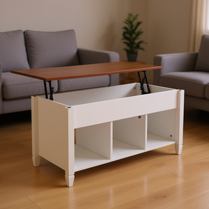 Mesa de Centro Moderna con Tapa Elevable, Madera Blanca, Almacenamiento, Muebles para Sala de Estar - Product Image 2