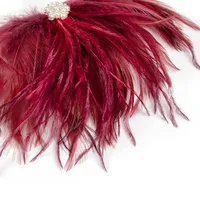 Bros Pin Bulu Burung Unta Merah Anggur untuk Wanita, Pria & Anak Perempuan - Aksesori Elegan untuk Pesta Pernikahan, Tari & Pertunjukan