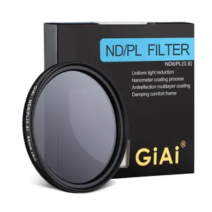 GiAi Lensa Terpolarisasi Halus 55Mm, Filter Terpolarisasi Lingkaran untuk Dslr, Lensa ND8 dan CPL 2in1