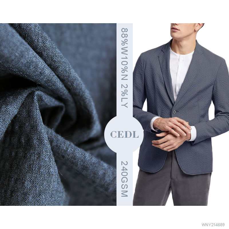 Soft High Quality Shirts Dress Seersucker Fabric Clothing Wool Nylon Lyocell Blend Solid Seersucker Fabric for Jacket or Shirts