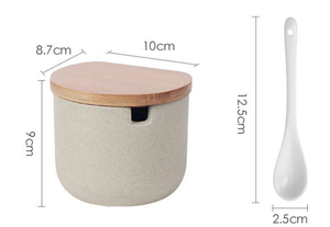 Vaso di condimento per la vendita calda vasetto di spezie da cucina Set di sale e pepe con coperchio in legno di bambù e cucchiaio - Product Image 6