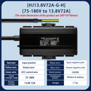 Convertisseurs abaisseurs isolés haute puissance pour yachts 75-180V 12V72A 1000W, onduleurs de fréquence, convertisseurs HJ13.8V72A-G-H Hi - Product Image 6