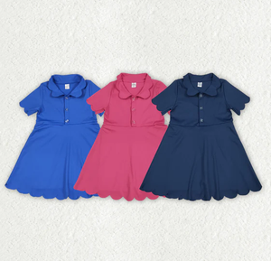 Vestido deportivo tipo polo de yoga para niñas, color rosa intenso, para verano. - Product Image 1