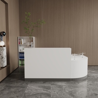 Bureaux de réception modernes en forme de L en bois écologiques pour salon de beauté, salle de sport, bureau et hôtel à usage commercial