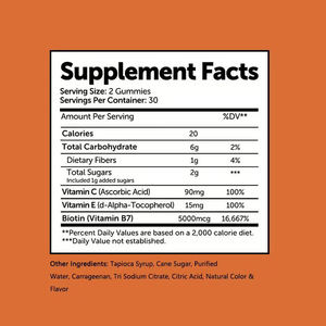 Precio al por mayor, gomitas de biotina, vitamina C y vitamina E, soporte para uñas, tez clara más fuerte, suplemento de belleza, gomitas dulces - Product Image 2