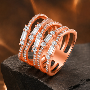 Anello Irregolare Stratificato in Oro Rosa per Donne, Elegante Gioiello da Dito alla Moda - Product Image 4