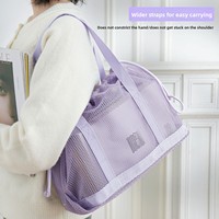 Sac de plage Yiwu de luxe en maille respirante pour l'été, grand format, sac fourre-tout ajouré, sac seau pliable avec cordon de serrage, sac intérieur de rangement pour le voyage et le shopping