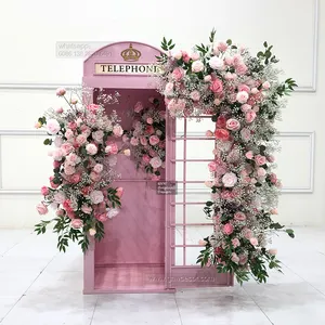 GNW personalizzato di alta qualità sfondo fantasia rosa decorazione arte rosa festa matrimonio fiore parete per eventi di festa e palcoscenico