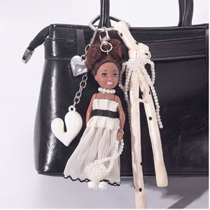 Breloque <span class=keywords><strong>de</strong></span> sac pour poupée <span class=keywords><strong>de</strong></span> mode, collier <span class=keywords><strong>de</strong></span> perles, robe en tulle, pendentif cœur, porte-clés à pompon en ruban, accessoire <span class=keywords><strong>de</strong></span> sac glamour - Product Image 1