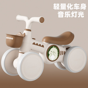 Four Wheel Balance Bike For Toddlers 12 Inch <b>Plastic</b> <b>Frame</b> With Musical Light Green Color - Product Image 4