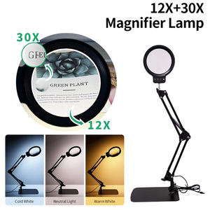 <span class=keywords><strong>Lampe</strong></span> de table à LED 10 X avec 3 modes de couleur, intensité réglable, loupe de sol réglable en hauteur avec pince, support lumineux pour travaux manuels et réparations - Product Image 6