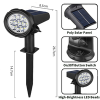 Großhandel Solar-Spotlights für Außenbereich, 10 LED Verstellbare Wasserdichte Solarbetriebene Strahler, Landschaftsbeleuchtung für den Garten