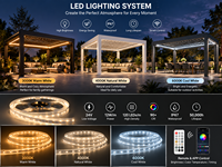 Pergola extérieure en aluminium à toit motorisé réglable avec lumières LED pour jardin, modèle Black Gazebo