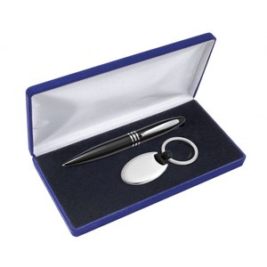 Set Regalo Aziendale: Penna a Sfera Cromata e Portachiavi - Product Image 1