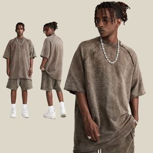 High Quality 100% Cotton Washed Vintage Toweling Terry Men's Oversized Regular Sleeve Printed T-shirt Eco-Friendly Anti-shrink - Product Image 1