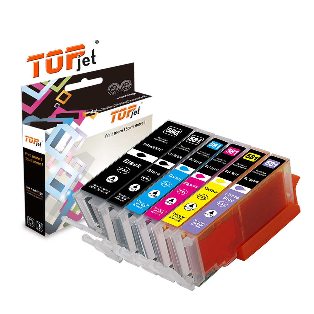 Topjet 580XL 581XL PGI 580 CLI 581 XL CLI581 PGI580 Премиум совместимый чернильный картридж для принтера Canon Pixma TS8250 TS6150