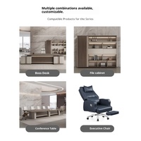 Combinaison table et chaise de bureau modulaire de luxe Boss avec acier inoxydable et tiroir à dossiers-Mobilier de direction moderne
