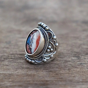 Anello Vintage con Fiore per Donna, Gioiello da Dito in Stile Antico alla Moda - Product Image 3