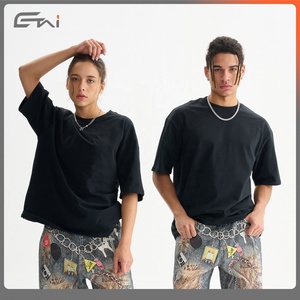 T-shirt surdimensionné 100% coton vierge 240G T-shirt homme avec logo 3d personnalisé lourd vente en gros - Product Image 3