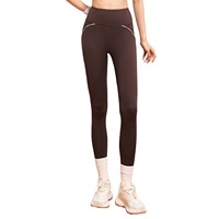 Pantalon de fitness pour femme, à rayures, infroissable, haute élasticité, en Spandex/Polyester, effet ventre plat, amincissant, pour le yoga