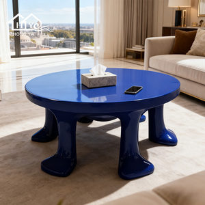 Mesa <span class=keywords><strong>de</strong></span> Centro Azul Divertida con Patas en Forma <span class=keywords><strong>de</strong></span> <span class=keywords><strong>Pie</strong></span>, Mesa Redonda <span class=keywords><strong>de</strong></span> Resina para Sala <span class=keywords><strong>de</strong></span> Estar, Habitación Infantil, Jardín, Decoración <span class=keywords><strong>de</strong></span> Restaurante, Muebles - Product Image 5