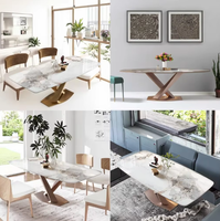 Nouveau produit tendance Table à manger rectangulaire en marbre avec acier inoxydable Moderne 1 ensemble Table à manger de salle à manger Design moderne Ensemble de table à manger