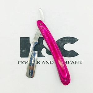 New Barber Razor Pink Color Wooden Handel Barber Razor With Custom Logo Wood Handle Barber Razor Packing Logo offer - Product Image 1