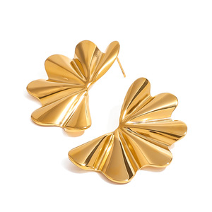 Flower <b>Stud</b> <b>Earrings</b> Gold Plated Geometric Design Party Fashion Jewelry - Product Image 1