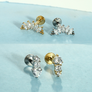 G23 titanio herradura labio Piercing Zirconia hueso Piercing tornillo con amor hilo interior hélice tornillo titanio cuerpo muelle joyería - Product Image 3