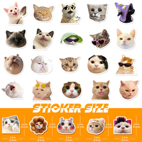50 Reusable Waterproof Vinyl Cat Animal Stickers Custom Adhesive Labels for Kids & Consumer Electronics Packaging Purpose