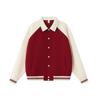 Blouson de baseball personnalisé, poids lourd 380g, style universitaire unisexe, revers cranté, blocs de couleur, coupe oversize, fermeture boutonnée, vente en gros