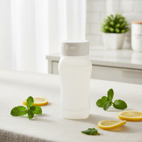 Bouteille vide carrée en polypropylène recyclable de qualité alimentaire pour miel et jus, 300 ml, avec bouchon à clapet