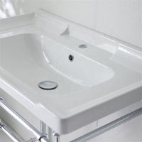 Berdiri bebas Vanity kamar mandi Victorian dengan mangkuk keramik baja nirkarat logam berdiri Kit keran rel handuk