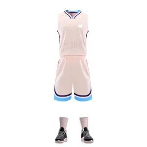 最佳质量涤纶篮球球衣制服设计你自己的蓝色篮球制服