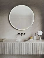 2023 Vanité de salle de bain en bois massif flottant 48 double lavabo sur mesure