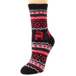 Chaussettes <span class=keywords><strong>de</strong></span> pantoufles en molleton <span class=keywords><strong>de</strong></span> Noël classiques pour femmes et hommes en noir rouge rose bleu-emballage en gros <span class=keywords><strong>de</strong></span> style tube confortable doux - Product Image 4