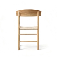 Chaise de salle à manger empilable en bois massif naturel, dossier simple de style nordique avec assise en corde tressée à la main