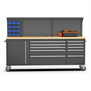 Caja de herramientas OEM de acero de <span class=keywords><strong>84</strong></span> pulgadas con 10 cajones Ruedas resistentes Diseño impermeable y toma de corriente-Carro de acero moderno - Product Image 6