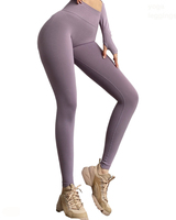 Legging Wanita Model Scrunch Butt Pinggang Tinggi Custom Print, Celana Elastis untuk Lari dan Olahraga, Ukuran Besar