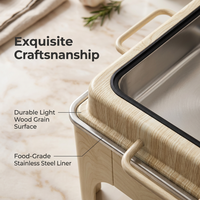 Chauffe-Plat Électrique Effet Bois en Acier Inoxydable Résistant à la Chaleur pour Buffets, Traiteur, Mariages, Fêtes et Événements