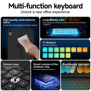 Housse de tablette intelligente Laudtec en cuir PU avec clavier sans fil à 64 touches et fonction de réveil/veille automatique pour iPad Mini6/7 8,3 pouces - Product Image 5