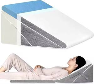 Almohada de <span class=keywords><strong>cuña</strong></span> de cama triangular de espuma viscoelástica ajustable <span class=keywords><strong>para</strong></span> dormir después de la cirugía y espalda-piernas-soporte de rodilla antireflujo ácido - Product Image 1