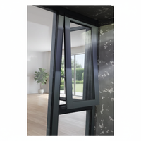 Ventana Abatible de Aleación de Aluminio Resistente a Impactos de Huracanes, Vidrio Templado, Malla de Acero Inoxidable, Certificación Energy Star
