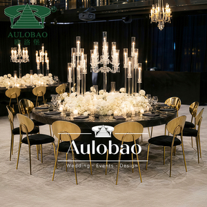 Location de mobilier Chaise de mariage à dossier haut en acier inoxydable doré pour les mariés Hôtel Salle à manger et salon à l'extérieur - Product Image 6
